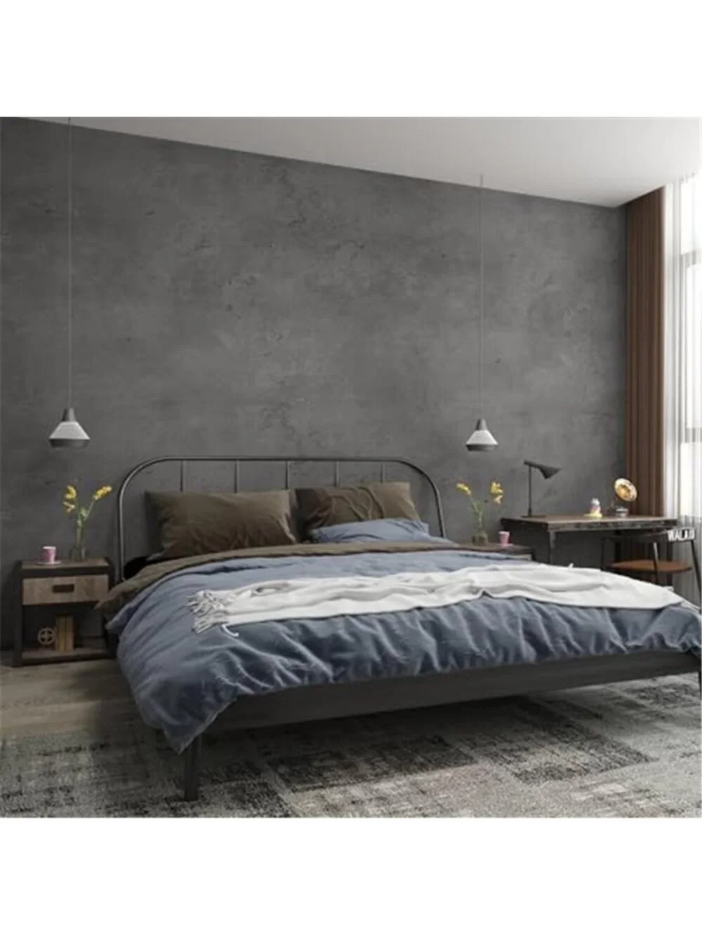 Dark Gray Concrete Peel And Stick Wallpaper Matte Contact Paper 38 Sq Ft Vinyl